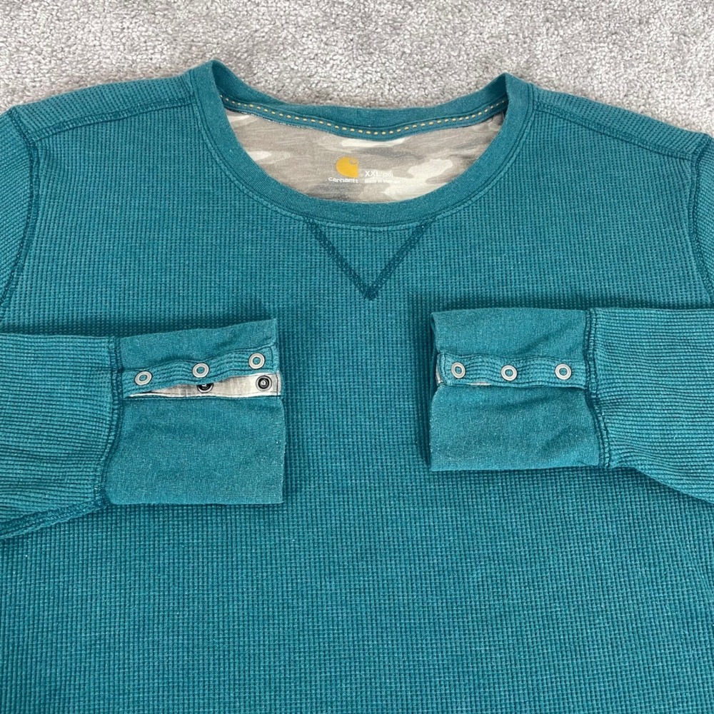 Carhartt Waffle Knit Thermal Shirt Womens XXL 20 Meadow Long Sleeve Teal XXL